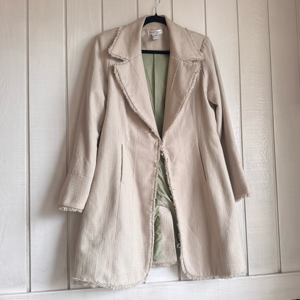 White House Black Market Cream Textured Woven Coat